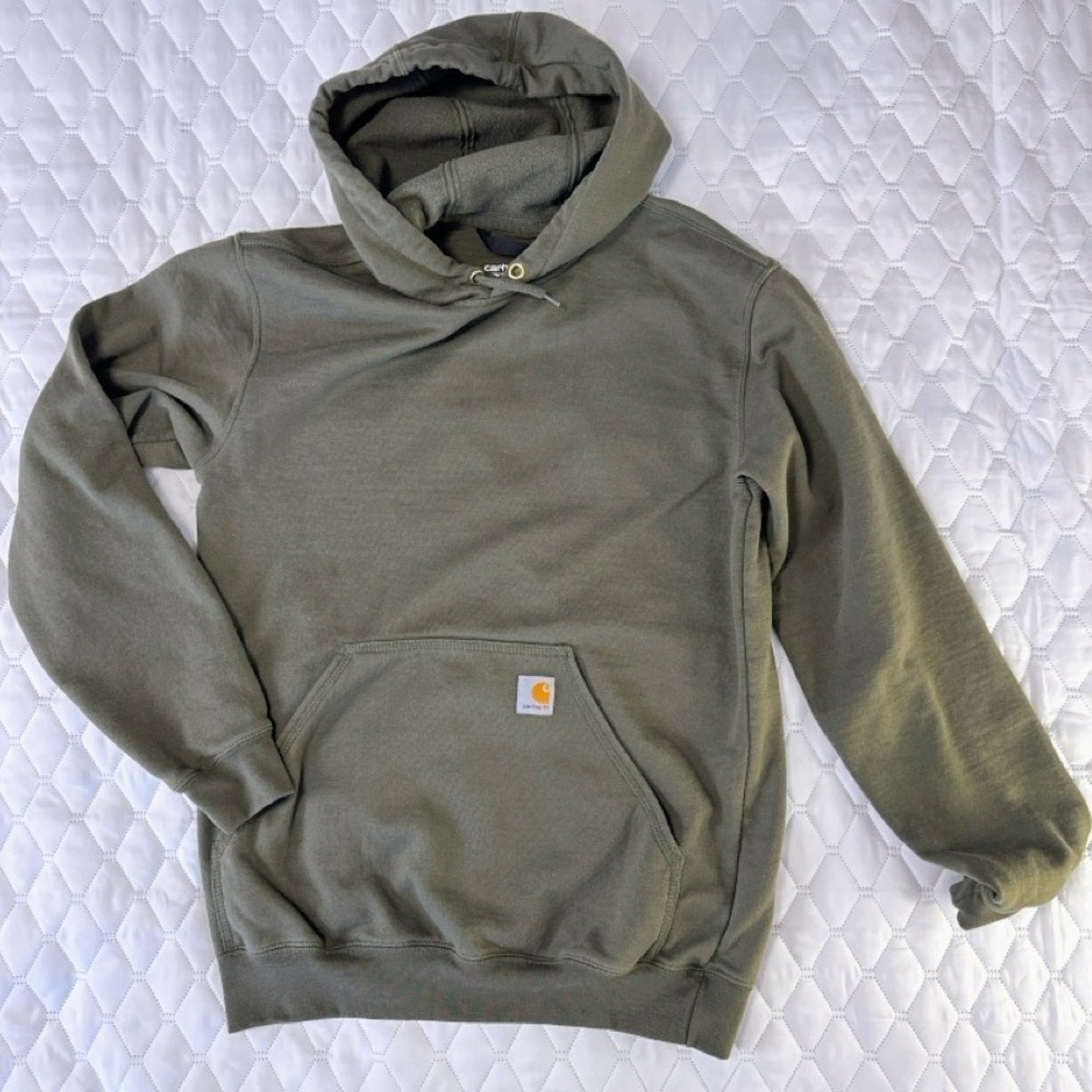 Carhartt Hoodie Mens Small‎ Olive Green Good Loose Fit Pullover Sweatshirt